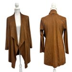 Soft Surroundings Tan Shape Drape Coastal Cowgirl Retro Boho Faux Suede Cardigan Photo 1