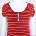 Free People red and yellow stripes wool cotton blend sweater dress, XS Photo 3