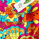 Palms Away Belted One Piece Swimsuit Vibrant Abstract Floral Print Size XS Blue Photo 10