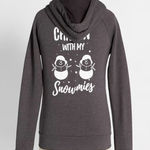 Modcloth  Next Level Apparel Gray Zip Up Hoodie Snowman Holiday Design L NWOT Photo 0