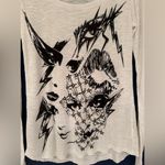 Lauren Moshi Punk Eyes Blouse Women’s White Graphic Scoop Neckline Size XS Photo 3