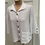 Habitat ‎ Women's White Textured Button Up Blouse Stretchy Boho Lagenlook Photo 1