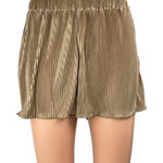 Waverles Brown Satin Pleated High Rise Elastic Waist Flowy Wide Leg Shorts Sz S Photo 0
