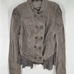 Free People Corduroy Jacket Button Up Grey Double Breasted Crop Cropped Size 10 Photo 0