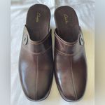 Clarks Aimee Women’s Brown Leather Slip-On Shoes Mules Clogs Mob Wives Photo 1