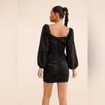 ASTR ‎  Black Low Cut Long Sleeve Mini Dress Fringe Shiny Metallic Ruched Small Photo 4