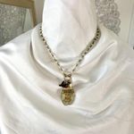 Vintage Dainty Silver Gold Toned Beaded Pearl Cross Charm Religious Necklace Photo 1