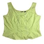 Vintage New York & Company Chartreuse Embroidered Cotton Crop Top Y2K Fairy Photo 0