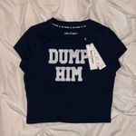 Juicy Couture Size S Iconic Dump him baby tee cropped tshirt 2000s Y2K Blue NEW Photo 1