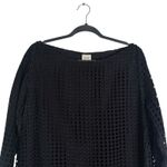 Megan Huntz Atlanta Black Windowpane 3/4 Sleeve Midi Dress Medium M Sheer USA Photo 1