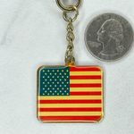 Gold Tone American Flag USA United States Clip Keychain Keyring Photo 3