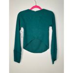 Free People Square Neckline Cross Back Cropped Thermal Sweater Top Green Size XS Photo 4