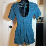 Charlotte Russe Turquoise Splice-Neck Lace Romper XS EUC Photo 4