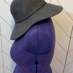 Phenix Women’s Gray Black Wool Leather Trim Wide Brim Hat Floppy Vintage Fall Photo 0