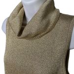 Vintage Womens Cowl Neck Sweater Gold Sparkle Turtleneck Sleeveless Size XL u Photo 2