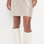 Old Navy  Sequin Mini Skirt Champagne Silver Shine Party Holiday NYE Glitz Bling Photo 0