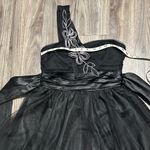 Teeze Me  Black One Shoulder Dress with White Floral Accent Photo 10