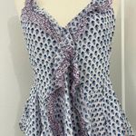 Rebecca Taylor Size 4 Silk Ditsy Tulip Ruffle Drape Camisole Tank Top Photo 3