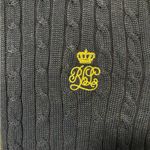 Ralph Lauren Lauren Navy Zip-Up Sweater with Gold Accents Size Large Photo 4