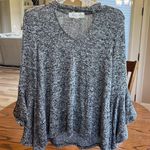 Penelope Project Sweater Heather Black Flowy Bell Waterfall Sleeves Choker Neck Size XS Photo 14