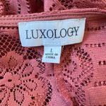 Luxology  Dark Peach Lace Tie Front 3/4 Sleeve Lightweight Cardigan Photo 6