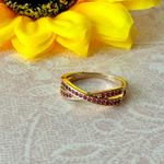 Crossed Band Pink Ring, Size 8 Photo 1