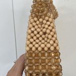 Vintage 1960's Beaded Handbag Made in Hong Kong Opaque Faceted Beige Beads Tan Photo 6