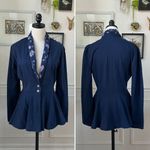 Vintage 80s IN2 Peplum Cardigan Jacket Dark Blue M Size M Photo 1