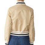 Samantha Sipos Stripe Rib Knit Tan Bomber Jacket Flawed size large Photo 1