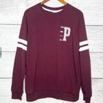 PINK - Victoria's Secret VS PINK Maroon Crewneck Sweater with White Varsity Stripes Size Small Photo 5