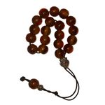 Vintage Moroccan Resin Amber Prayer Beads Necklace – Brown Green Striped Photo 7