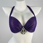 Elle NWT  Bikini Set Purple Gold Beaded Tassels Swimwear Size B85/XL Photo 7