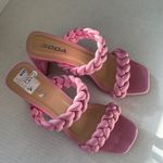 Soda  lena heels pink sandals slip ons spring braided block heel size 8 N… Photo 3