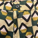 ZARA Geometric Print Wide Leg The Safia Satin Pant Green Black Size Medium Photo 9
