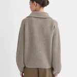 Everlane  The Half-Zip Sweater in Luxe Merino in Heather Soft Taupe, Size Small Photo 3