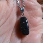 Blue Sandstone Pendant Stainless Steel Necklace Photo 7