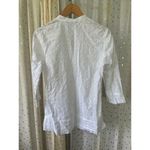 Brooks Brothers  100% Cotton Eyelet Lace Semi Sheer Split Neck Tunic Blouse M Photo 3