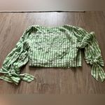 Cinq a Sept Flora Gingham Wrap Top‎ Tie Sleeve Blouse Green NWT Photo 2