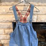 Yesno  Embroidered Denim Capri Length Overalls with Plaid Straps XL Photo 1