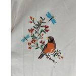 Lands' End Polo Shirt Womens Large Bird White Orange Cotton Preppy Whimsical Photo 2