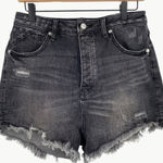 We The Free  Women's Curvy Distressed High Rise Cut Off Jean Shorts Sz 31, Black Photo 0