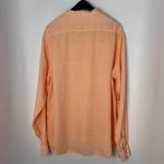 Mens 100% Linen Shirt XXL Peach Italy Band Collar Button Up Long Sleeve Coastal Orange Photo 1
