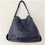 Coach  Edie 31 Shoulder Bag Pebble Leather Slouchy Tote Polished Dark Blue Purse Photo 1