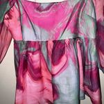Amanda Uprichard Pink and Red Asymmetrical Ruffled Blouse Photo 2