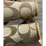 Coach Women’s Size 7 Wedge Sandals Peep For Patent Leather Navy Blue Khaki Cc Photo 15