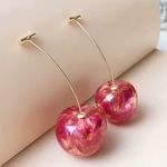 Pink and Gold Cherry Earrings Photo 1