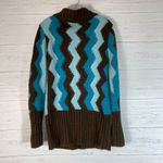 Zig Zag pattern Cardigan sweater blue brown size M button front Size M Photo 1