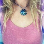 Natural abalone pendant on leather adjustable cord Purple Photo 7