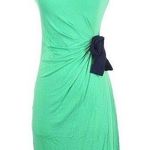 carole little Carol Little Kelly green and navy ruched tie side dress size small Photo 0