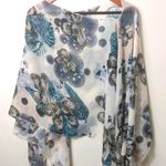 Beautiful M Charcoal and Teal Blue Butterfly Scarf Poncho Top Size M Photo 0